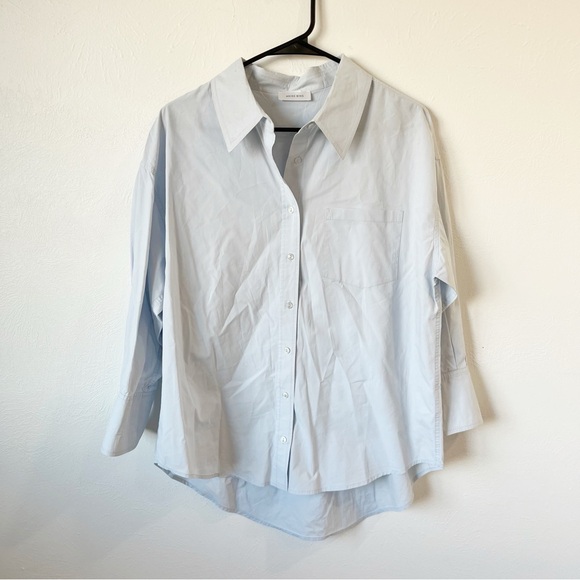 Anine Bing Mika Shirt in Blue Button Down Oxford Sz M - Picture 2 of 9